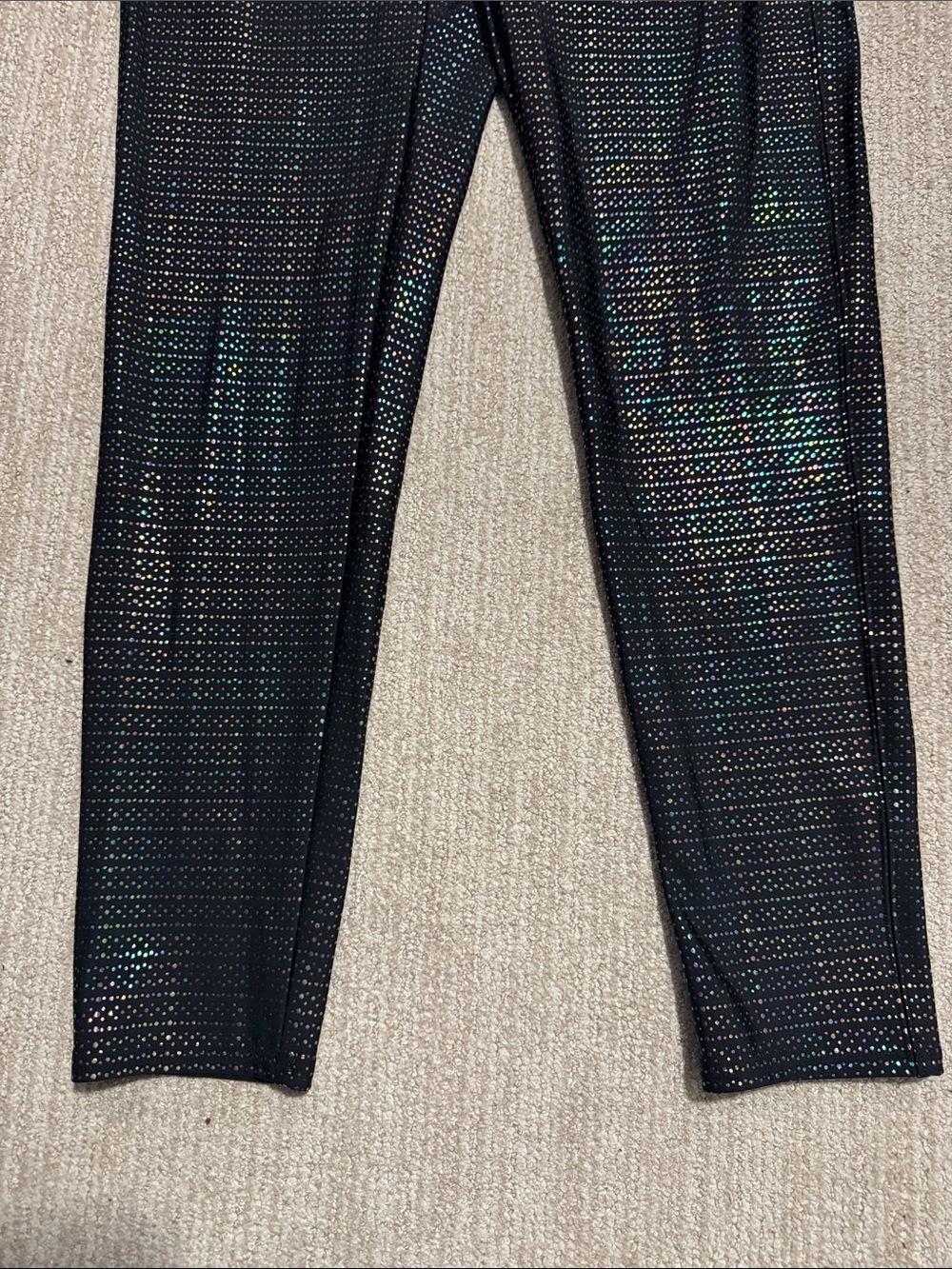 Spanx Womens XL Black Metallic Dot Print Active 7/8 Leggings High Rise Shimmer - Picture 3 of 9